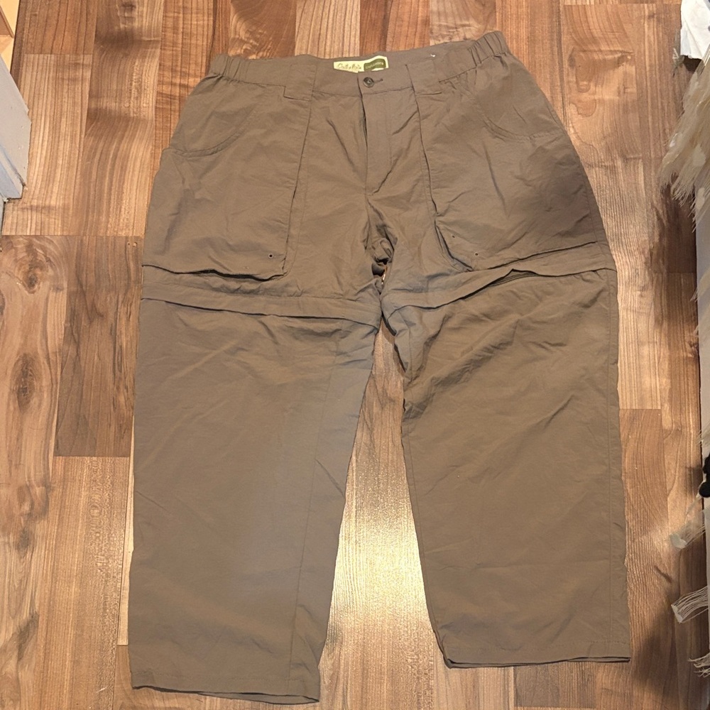 Cabelas Pants Womens Size 14 Lightweight Outdoors Hiking Convertible Beige Cargo